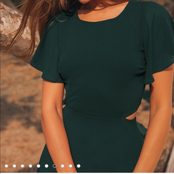 Lulus xs green maxi dress short sleeve with cut out - Picture 3 of 5